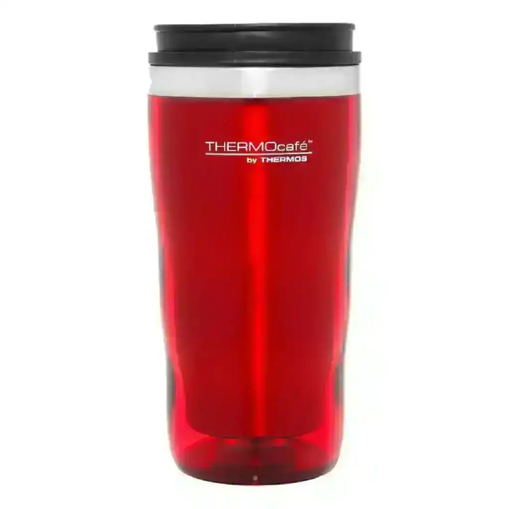 Thermos Thermocafe Travel Tumbler Stainless Steel Inner Plastic Outer 470ml - Red