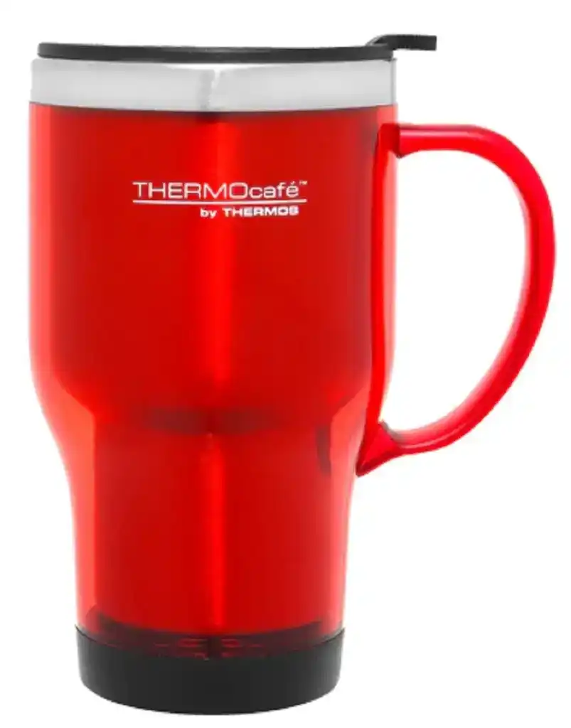 Thermos Thermocafe Travel Mug Stainless Steel Inner Plastic Outer 470ml - Red