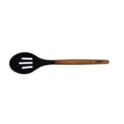 Classica St Clare Utensils - Acacia Handle with Black Silicone - Slotted Spoon