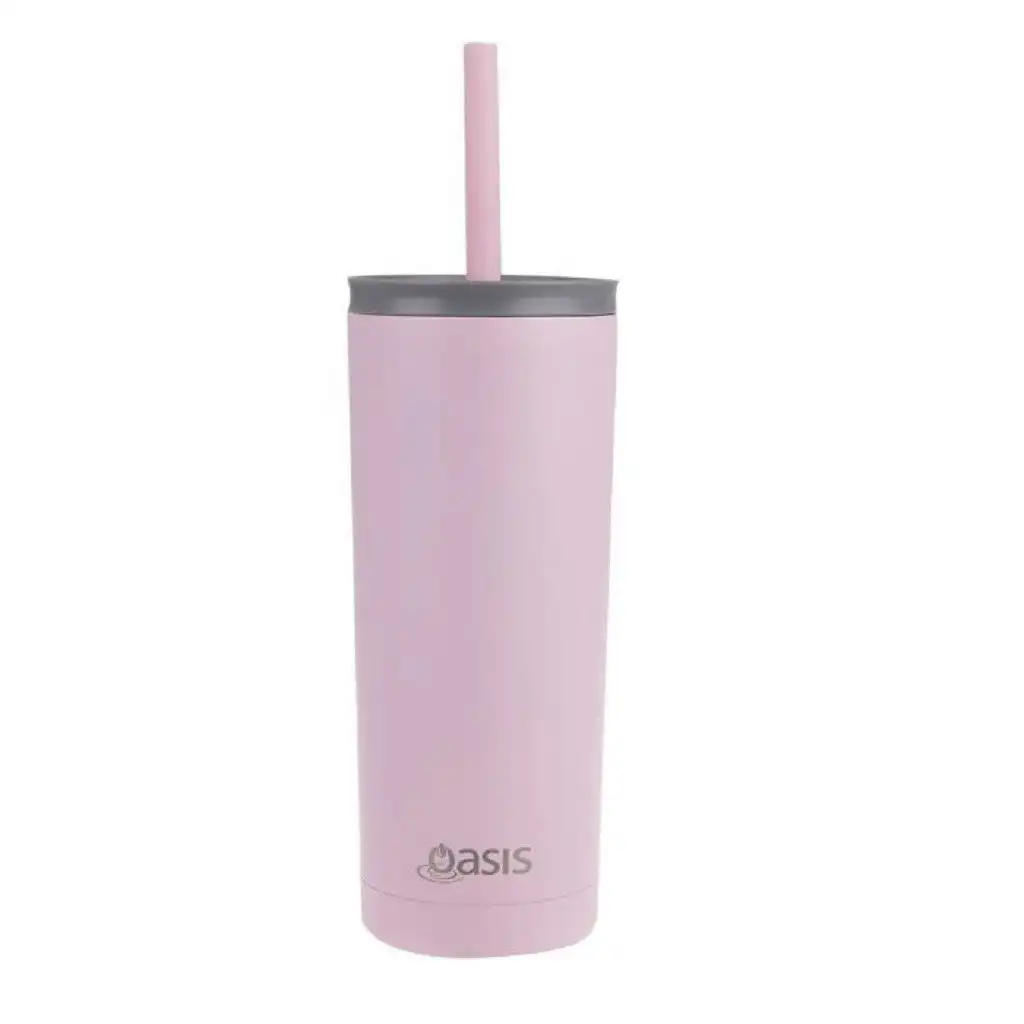 Oasis Super Sipper Insulated Tumbler W/Silicone Straw 600ml - Carnation