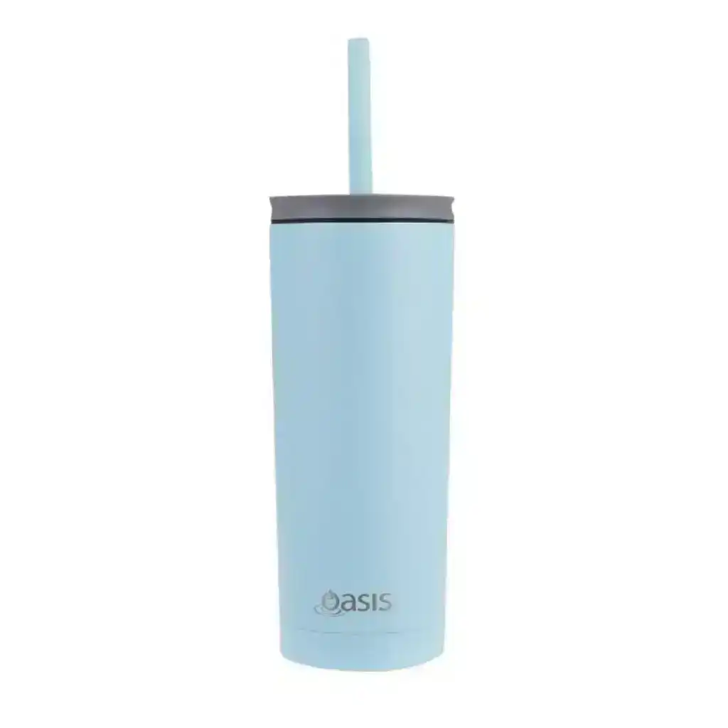Oasis Super Sipper Insulated Tumbler W/Silicone Straw 600ml - Island Blue