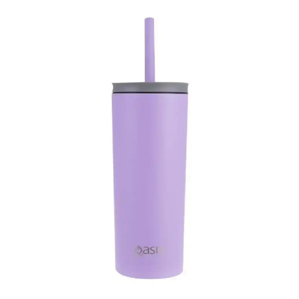 Oasis Super Sipper Insulated Tumbler W/Silicone Straw 600ml - Lavender