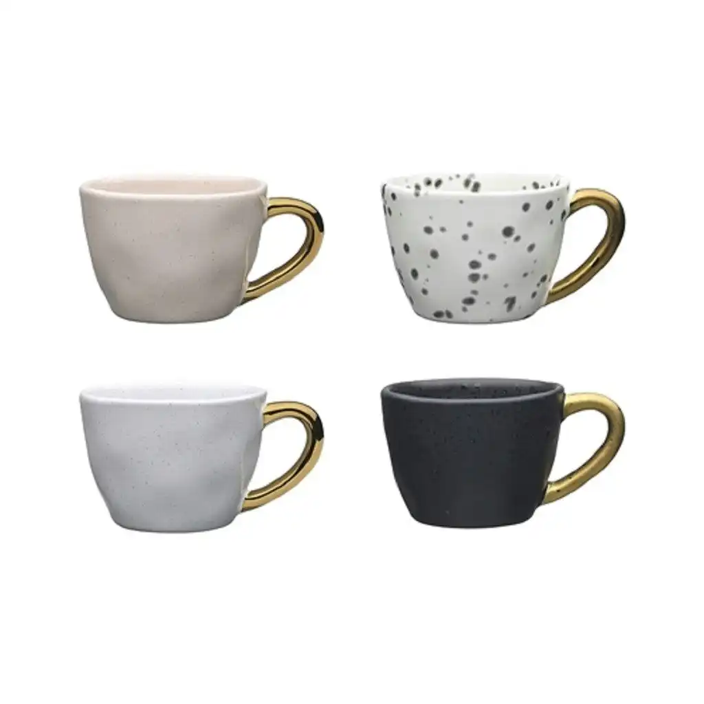 Ecology Speckle Gold Handled Espresso Cups 60ml Set Of 4