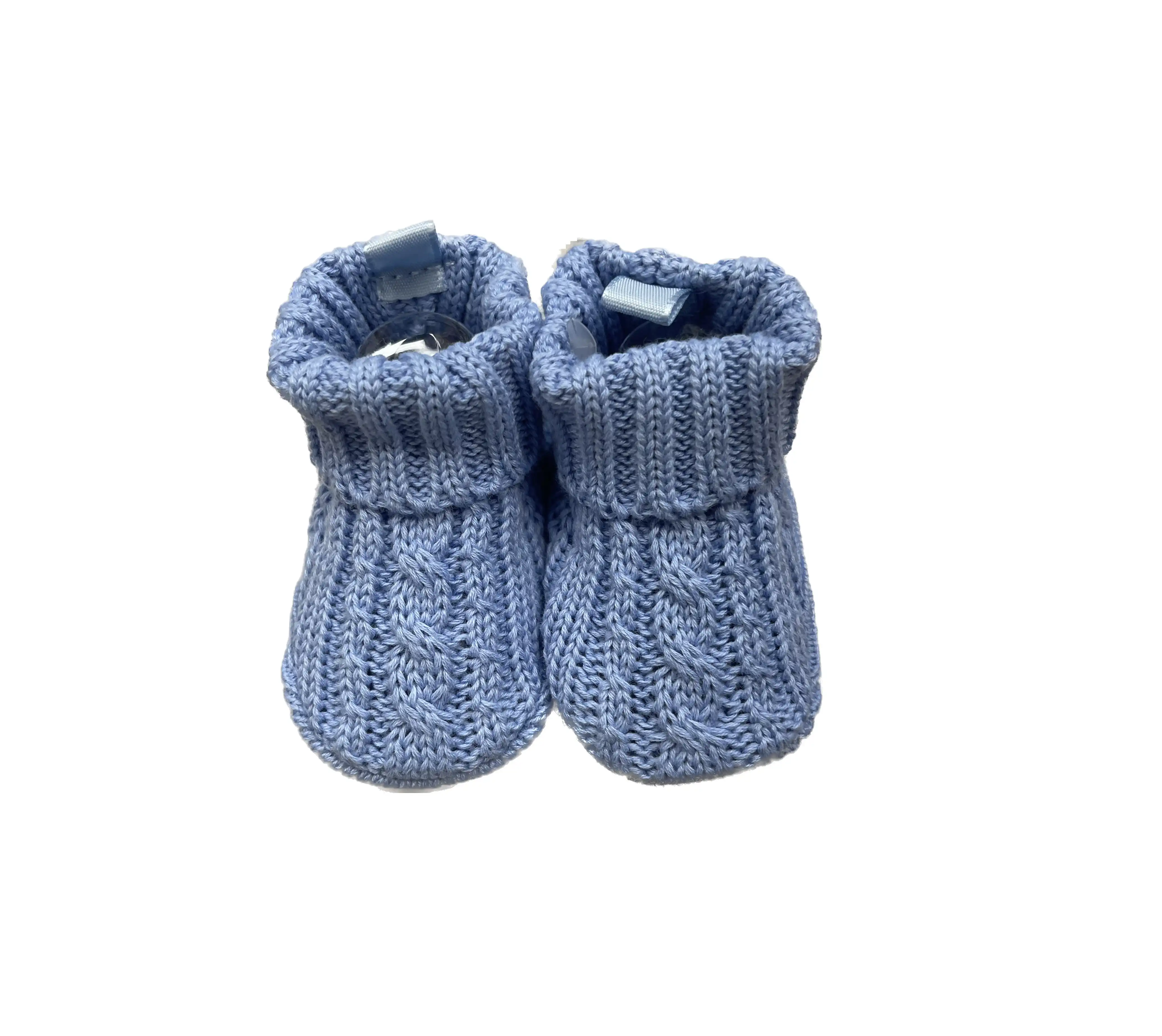 Playette Cable Knitted Booties- Demim - 0-6 months