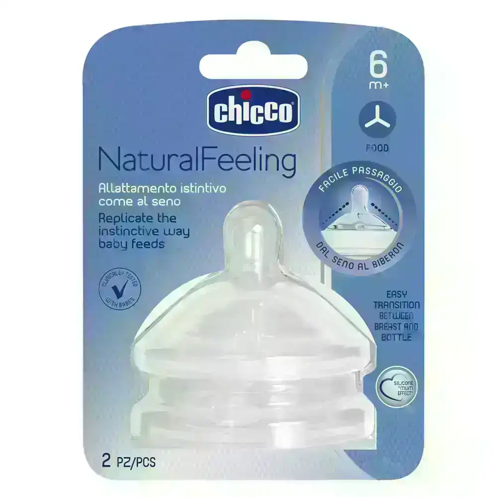 Chicco Teat: Natural Feeling - 6M+ Food Flow 2 Pack