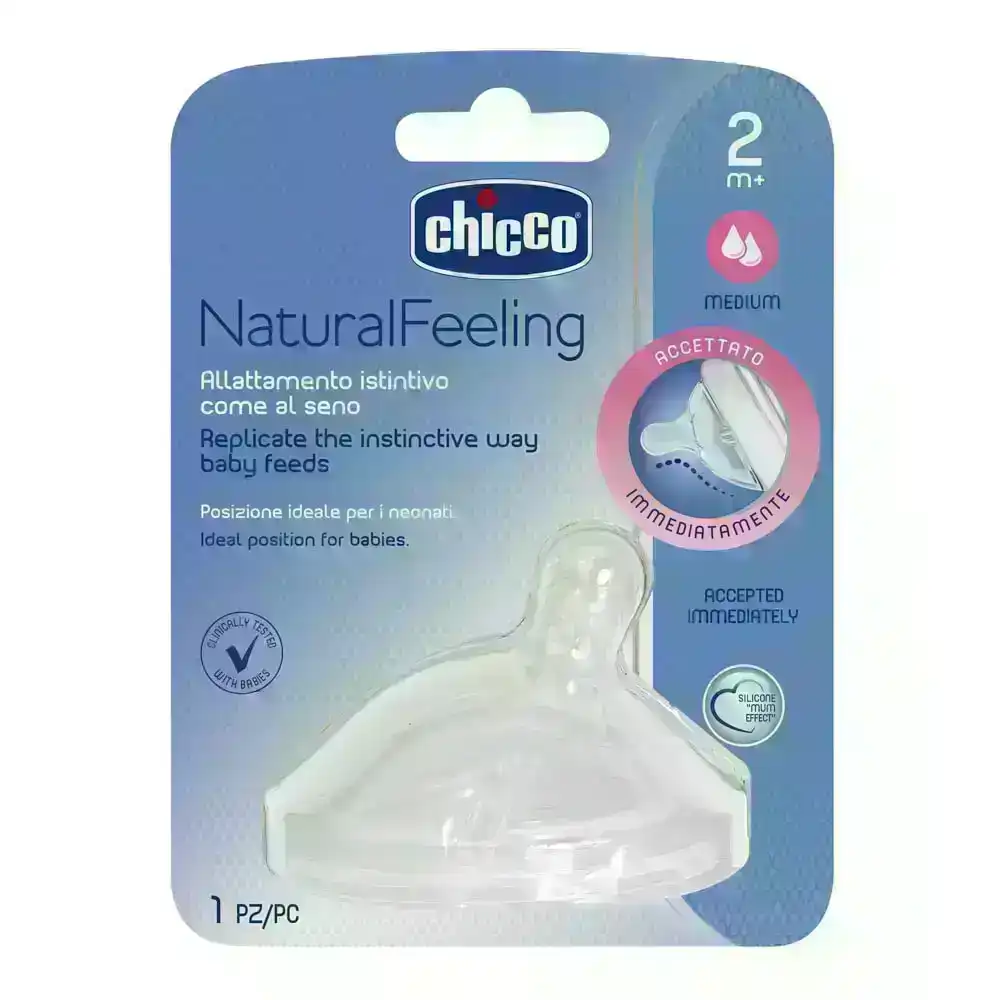 Chicco Teat: Natural Feeling - 2M+ Med Flow 1 Pack