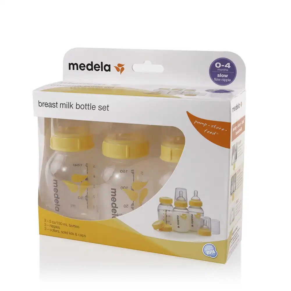 Medela Bmilk Bottle 150ml Wide Slow Flow Teat 3 Pack