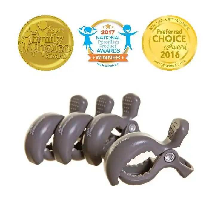 dreambaby Stroller Clips 4 Pack Grey