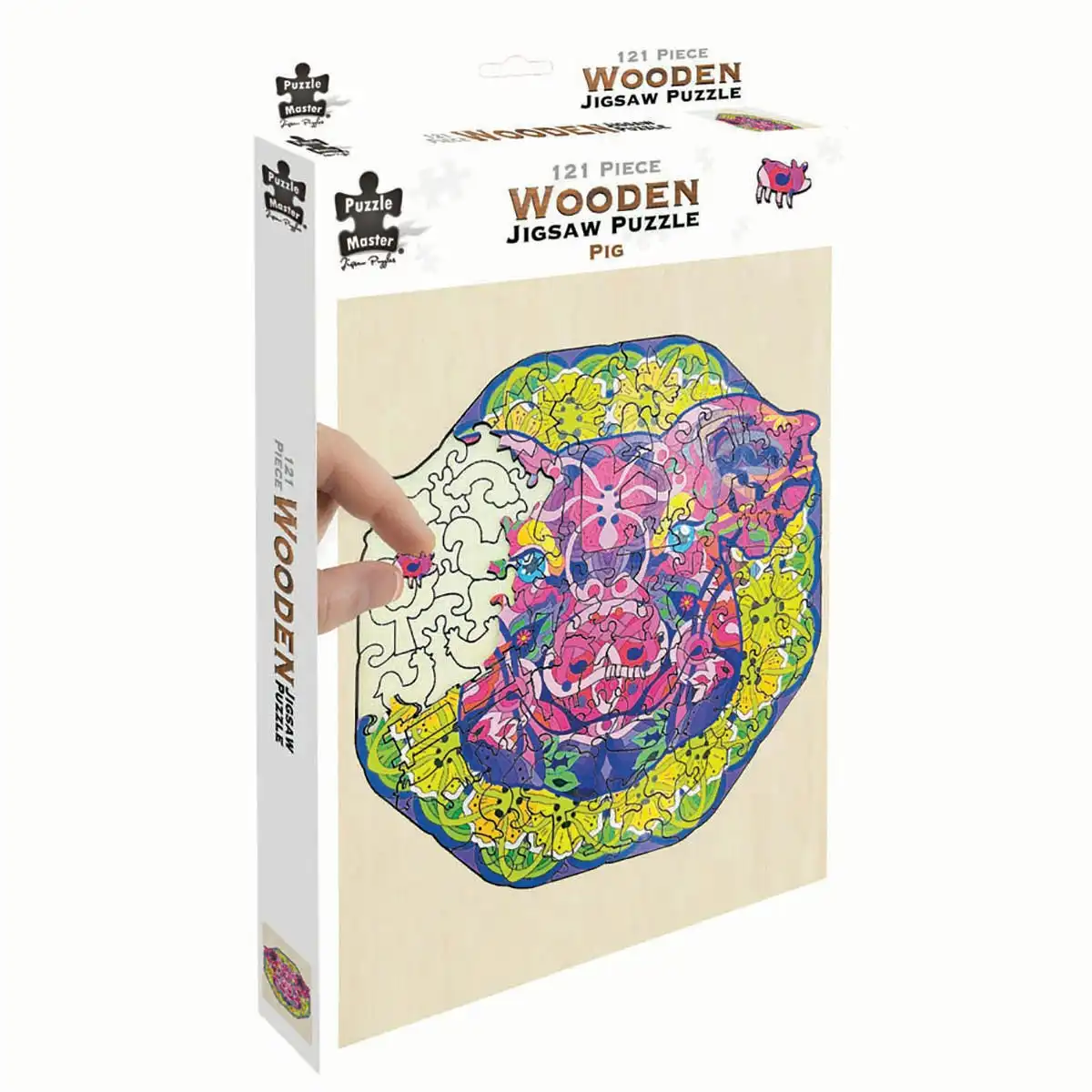 Puzzle Master Wooden Jigsaw Puzzle, Pig- 121pc