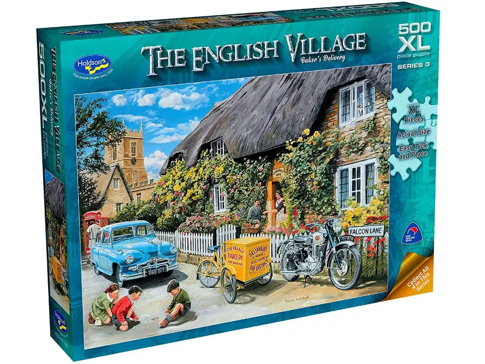 Holdson 500-Piece Jigsaw Puzzle, The English Village 3 Bakers Delivery- XL