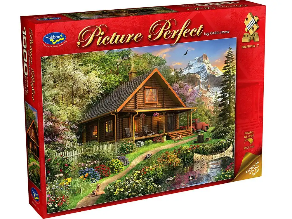Holdson 1000-Piece Jigsaw Puzzle, Picture Perfect 7 Log Cabin Home