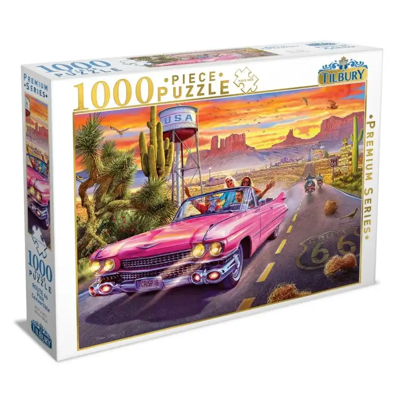 Tilbury 1000-Piece Jigsaw Puzzle, Route 66 Pink Convertible