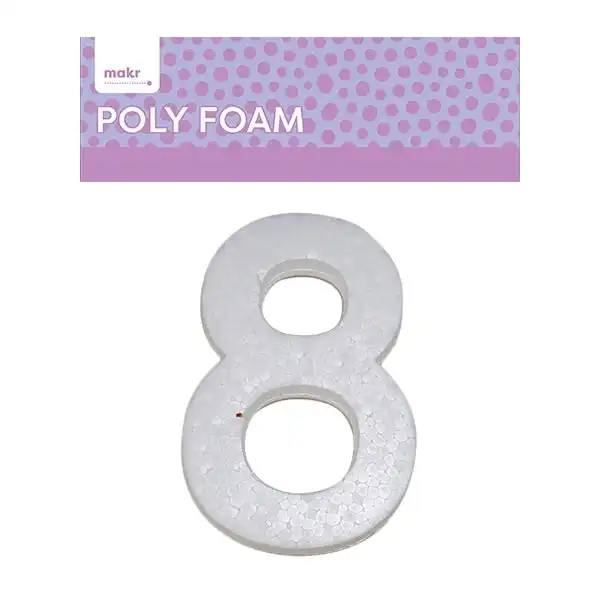 Makr Polyfoam, Large Numeral 8- 15cm White