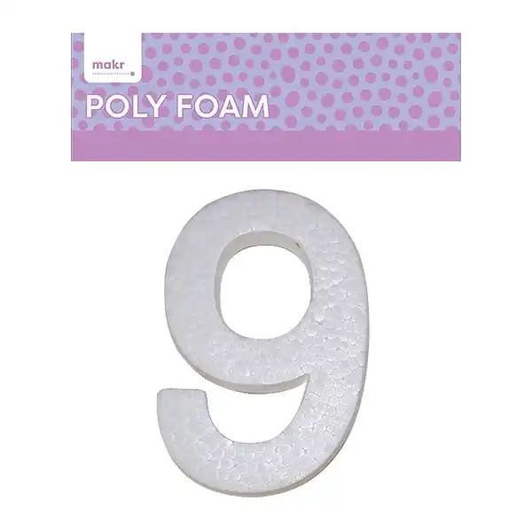 Makr Polyfoam, Large Numeral 9- 15cm White