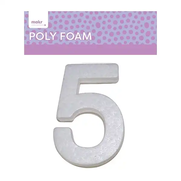 Makr Polyfoam, Large Numeral 5- 15cm White