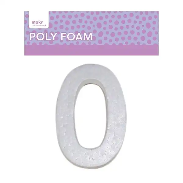 Makr Polyfoam, Large Numeral 0- 15cm White