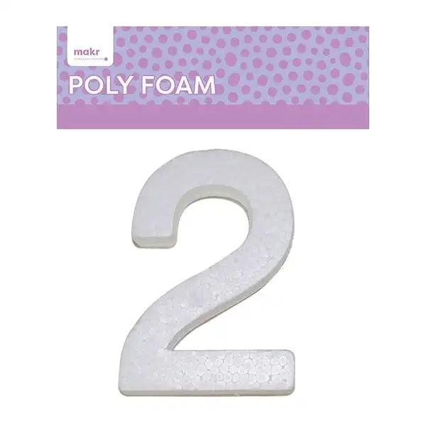 Makr Polyfoam, Large Numeral 2- 15cm White