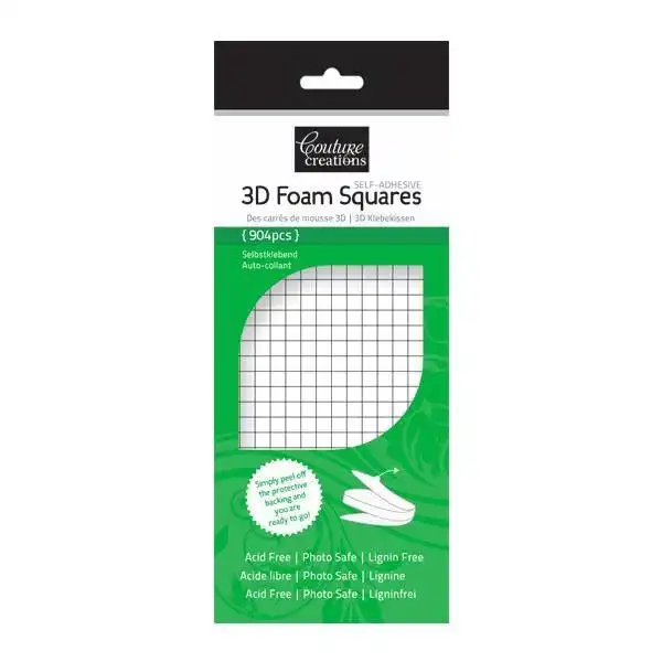 Couture Creations Adhesive 3D Foam, White- Squares (904pcs)