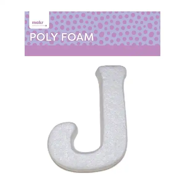 Makr Polyfoam, Uppercase J- 15cm White