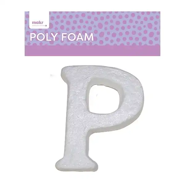 Makr Polyfoam, Uppercase P- 15cm White