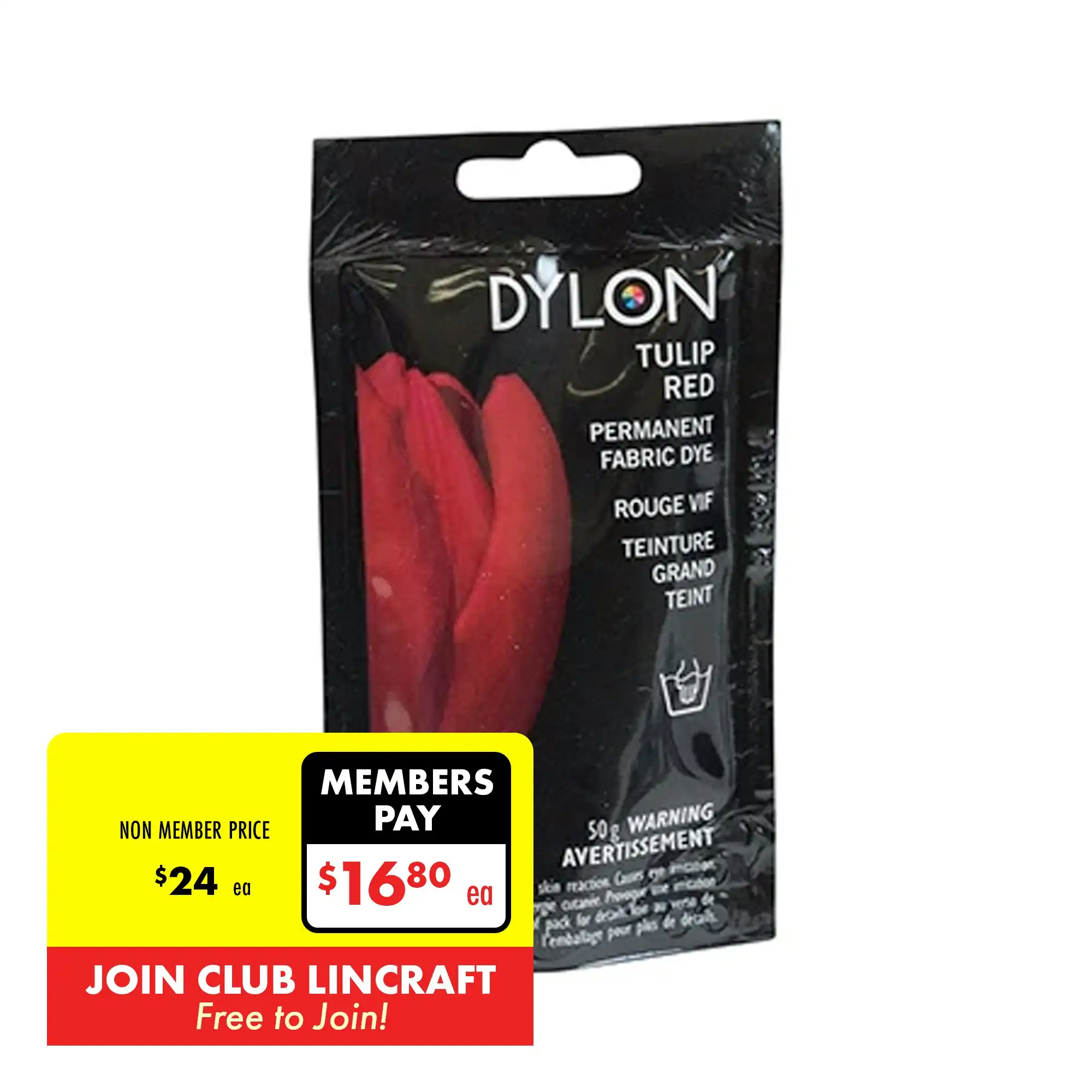 Dylon Hand Fabric Dye, Tulip Red- 50g
