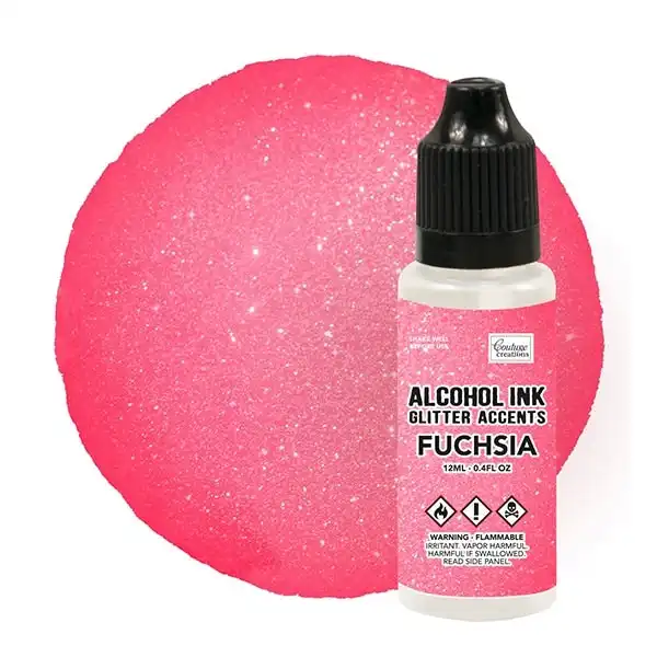 Couture Creations Glitter Accent Alcohol Ink - Fuchsia - 12ml