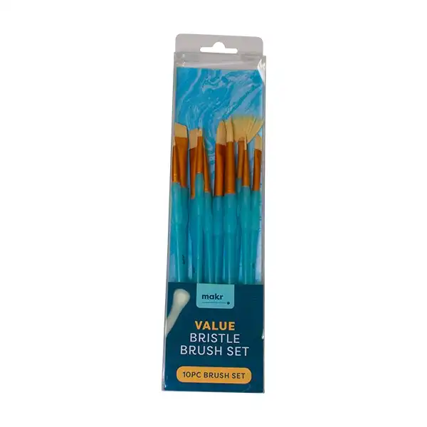 Makr Art Bristle Brush Set, Sky Blue- 10pc