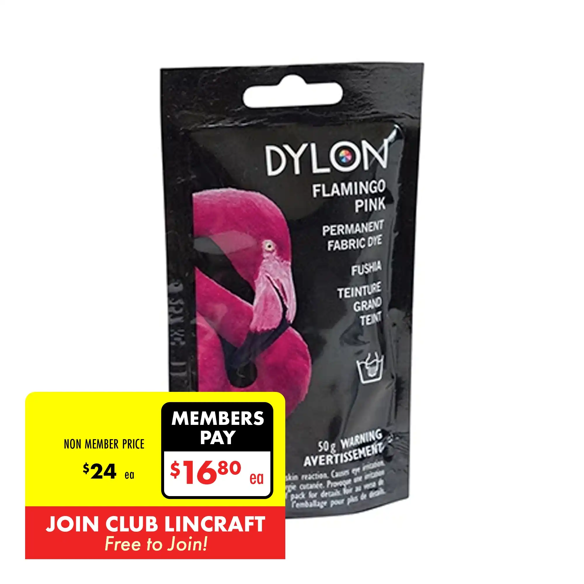 Dylon Hand Fabric Dye, Flamingo Pink- 50g