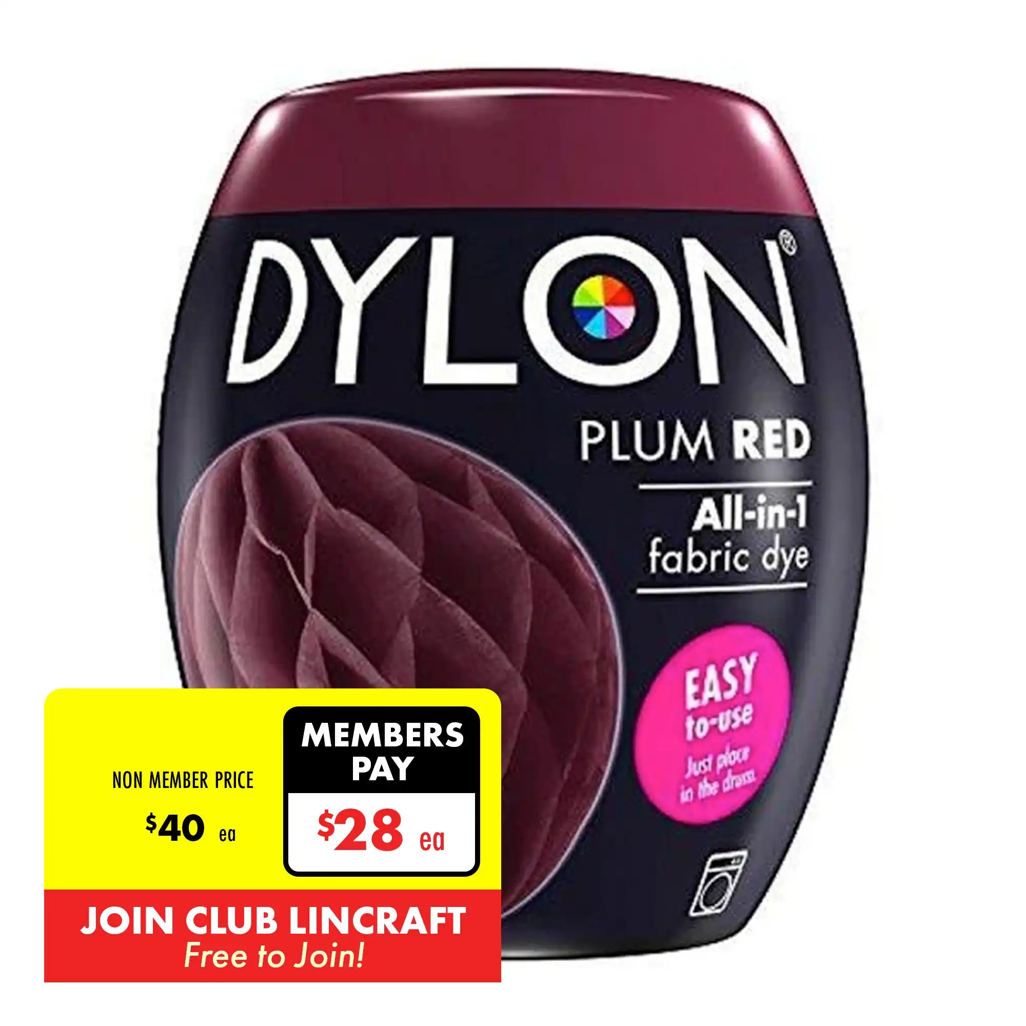 Dylon Fabric Dye, Plum Red- 350g