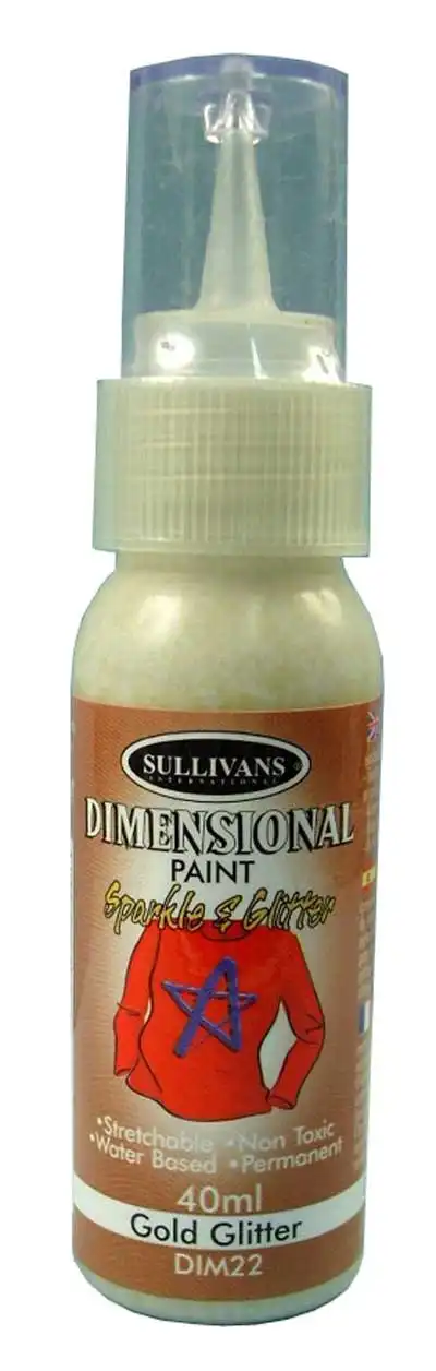 Sullivans Dimensional Sparkle & Glitter Paint, Gold Glitter- 40ml