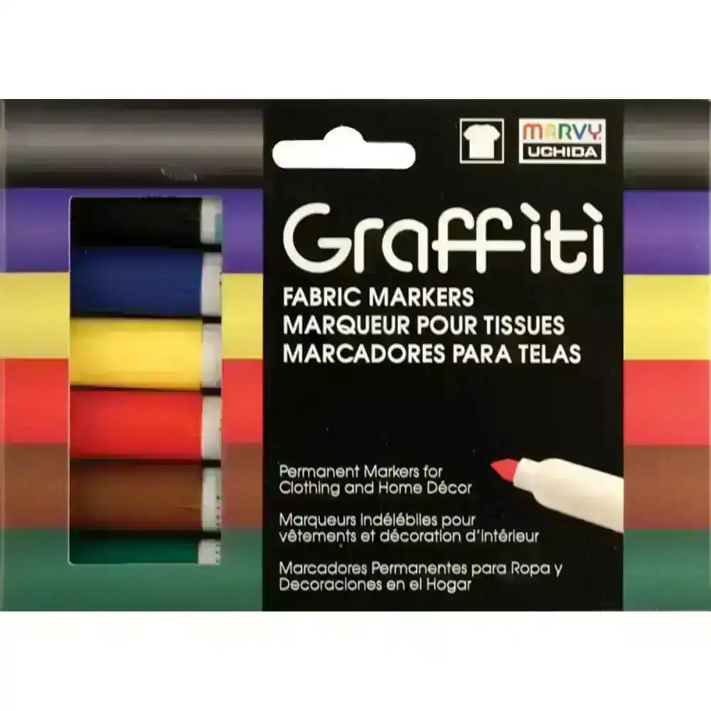 Marvy Uchida Graffiti Fabric Markers- 6pk
