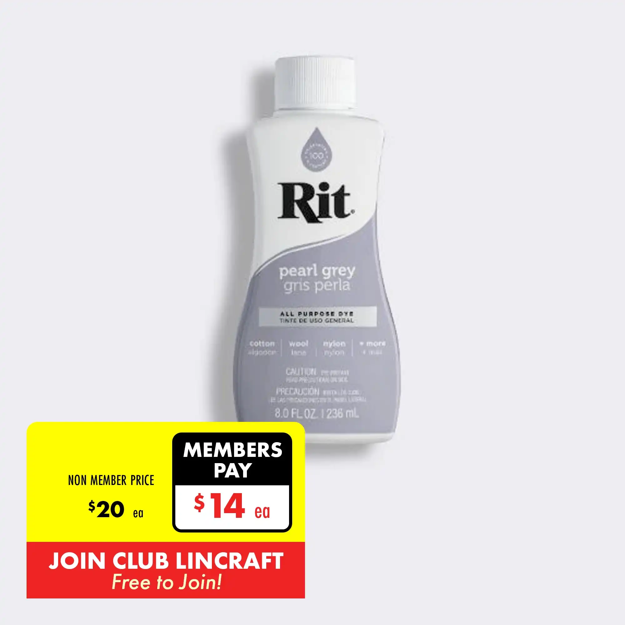 Rit Dye Liquid, Pearl Grey- 235ml