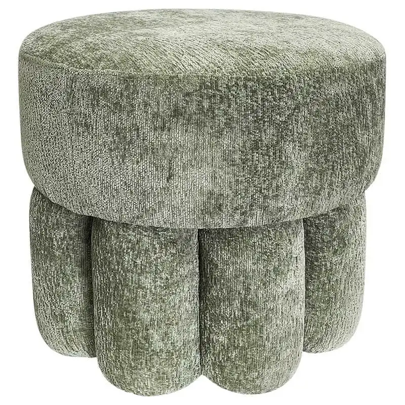 Willow & Silk Plush Footed 45cm Sage Ottoman Stool/Chair
