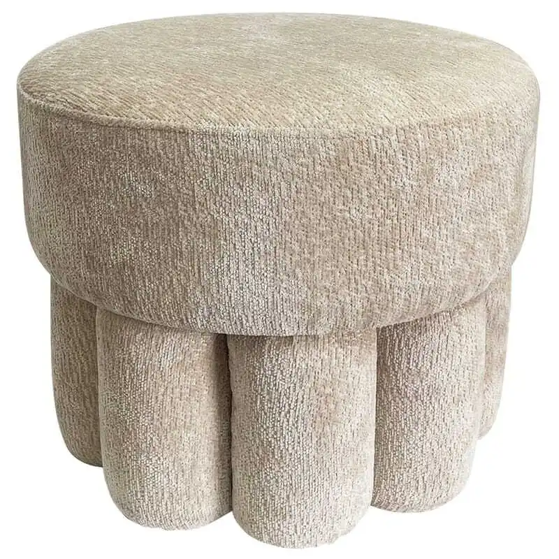 Willow & Silk 45cm Plush Footed Ottoman Stool/Chair Oat
