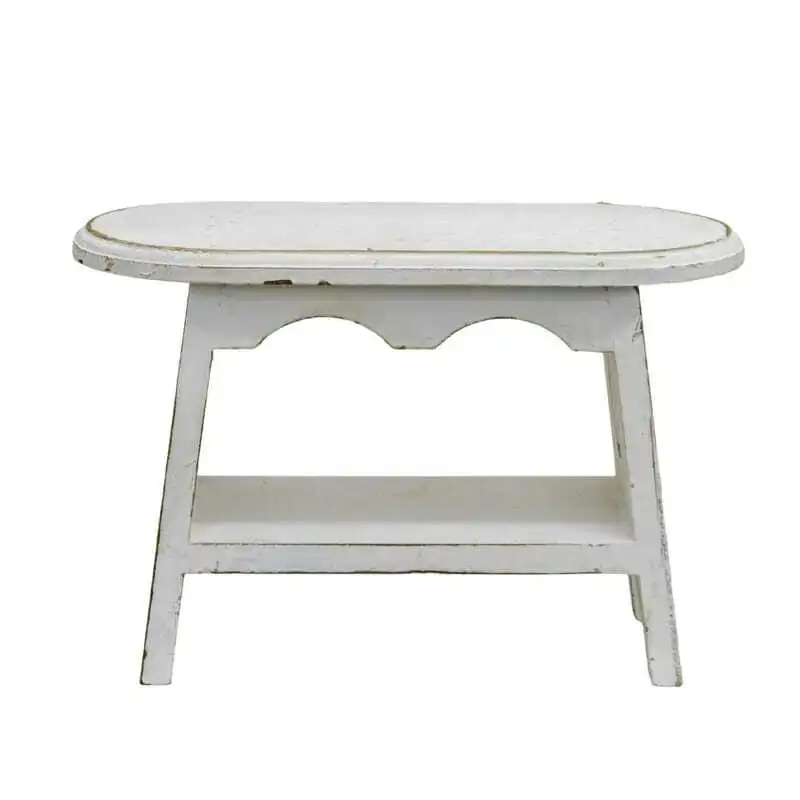 Willow & Silk Wooden 32cm White Cow Milking Stool/Side Table w/Shelf