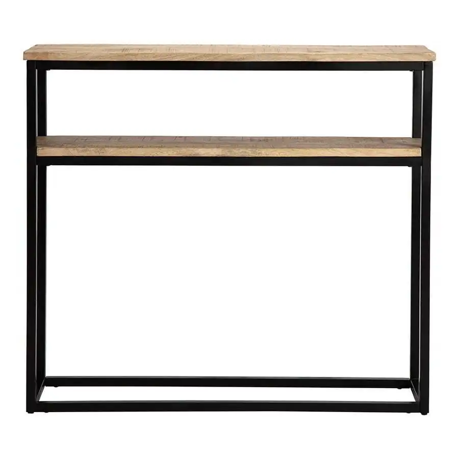 Metal Frame Wooden Console Table w/Shelf