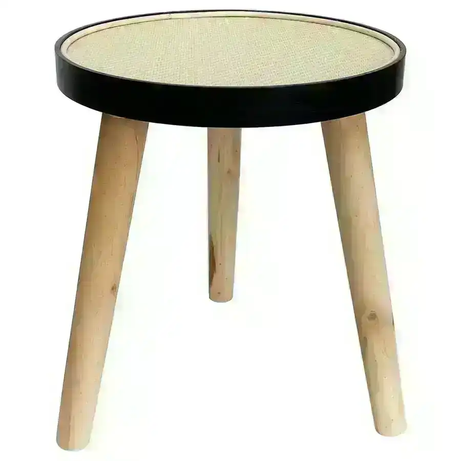Round Wooden 3-Legged Side Table w/Protective Edges