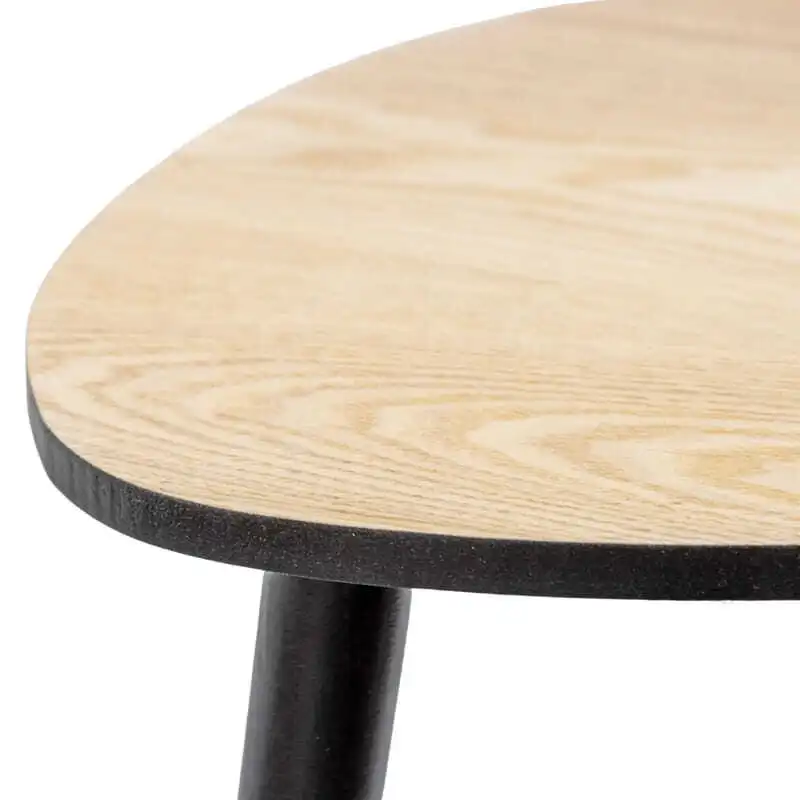 Willow & Silk Round 40cm Wooden 3-Legged Black Stool/Side Table