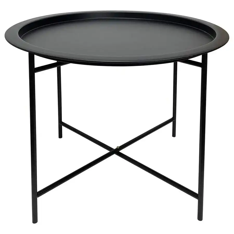 Round Lipped Cross-Frame Metal Side Table