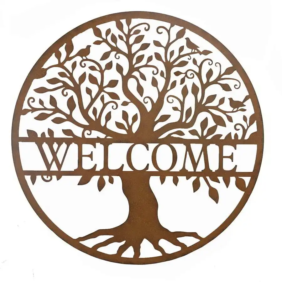 'Welcome' Laser-Cut Tree of Life Sign Wall Art