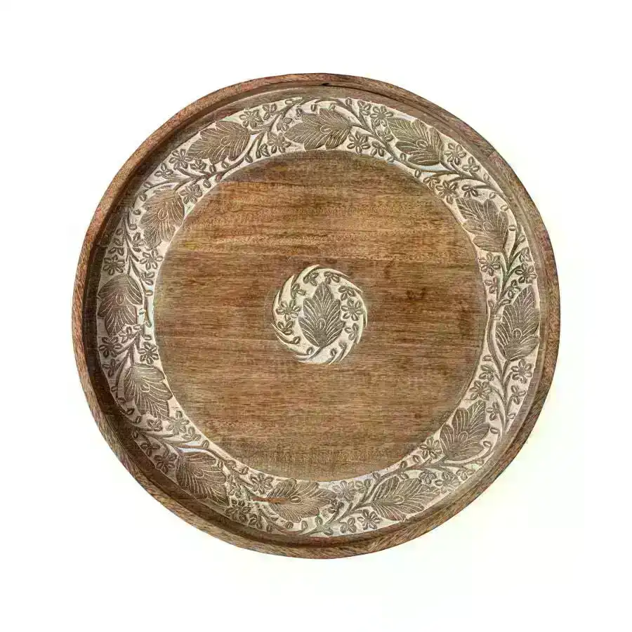 Willow & Silk Large 60cm Handcrafted Mangowood Round Tray or Wallhanging