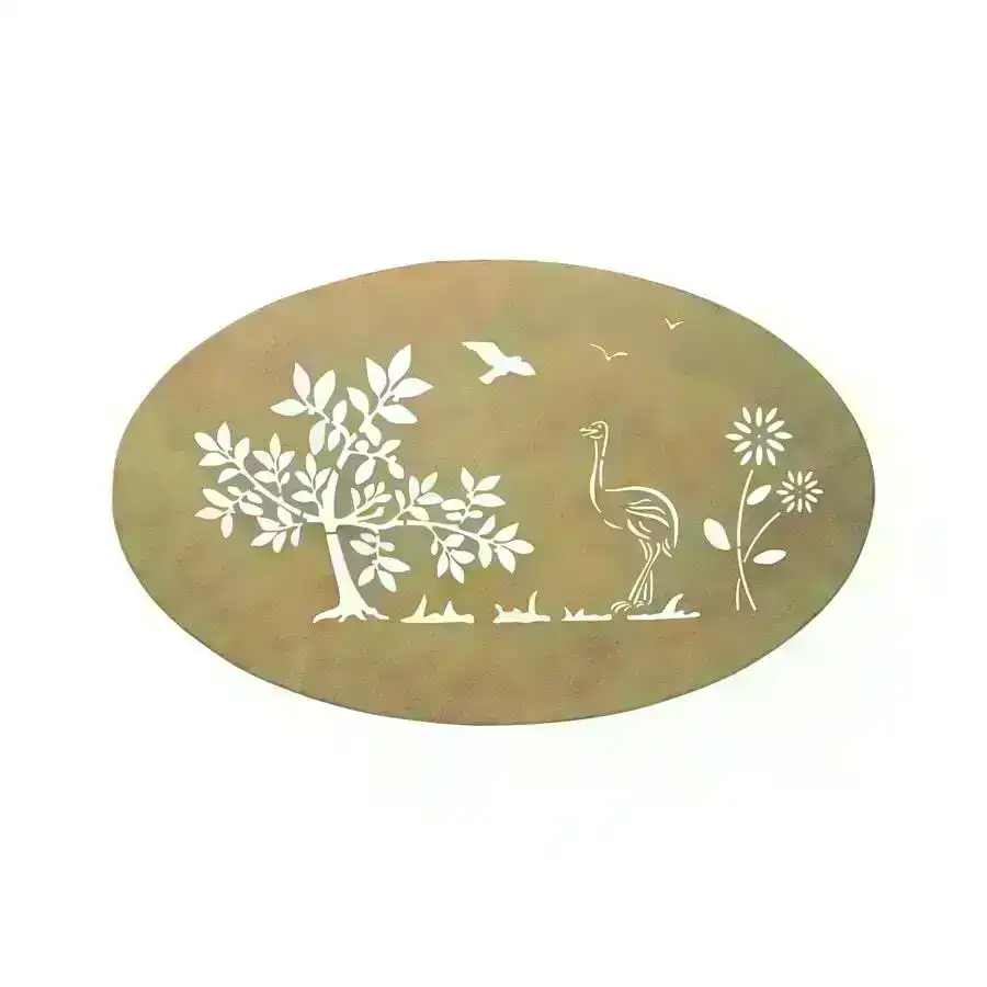 Willow & Silk Laser-Cut Oval Emu Wall Art