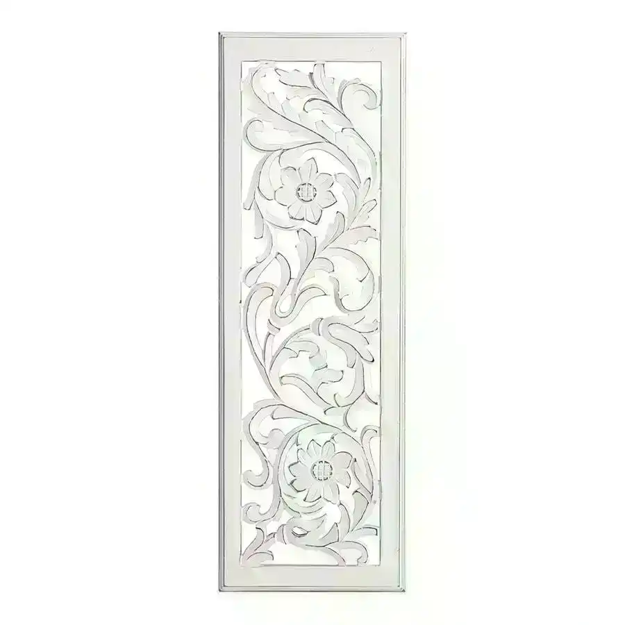 Willow & Silk Floral Rectangle Carved Wall Panel