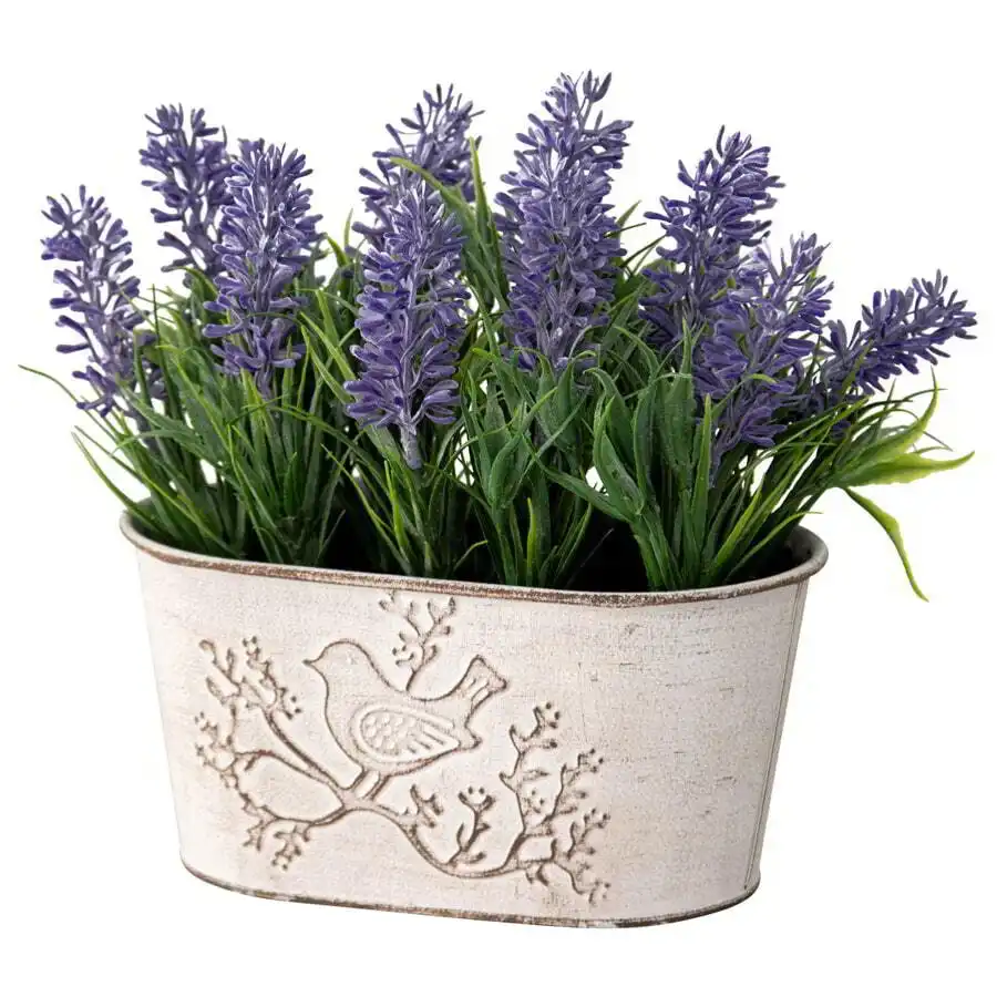 Artificial French Lavender Oval Pot Plant