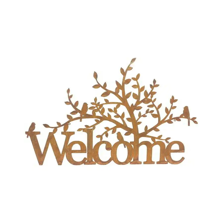'Welcome' Laser Cut Tree Wall Art Sign