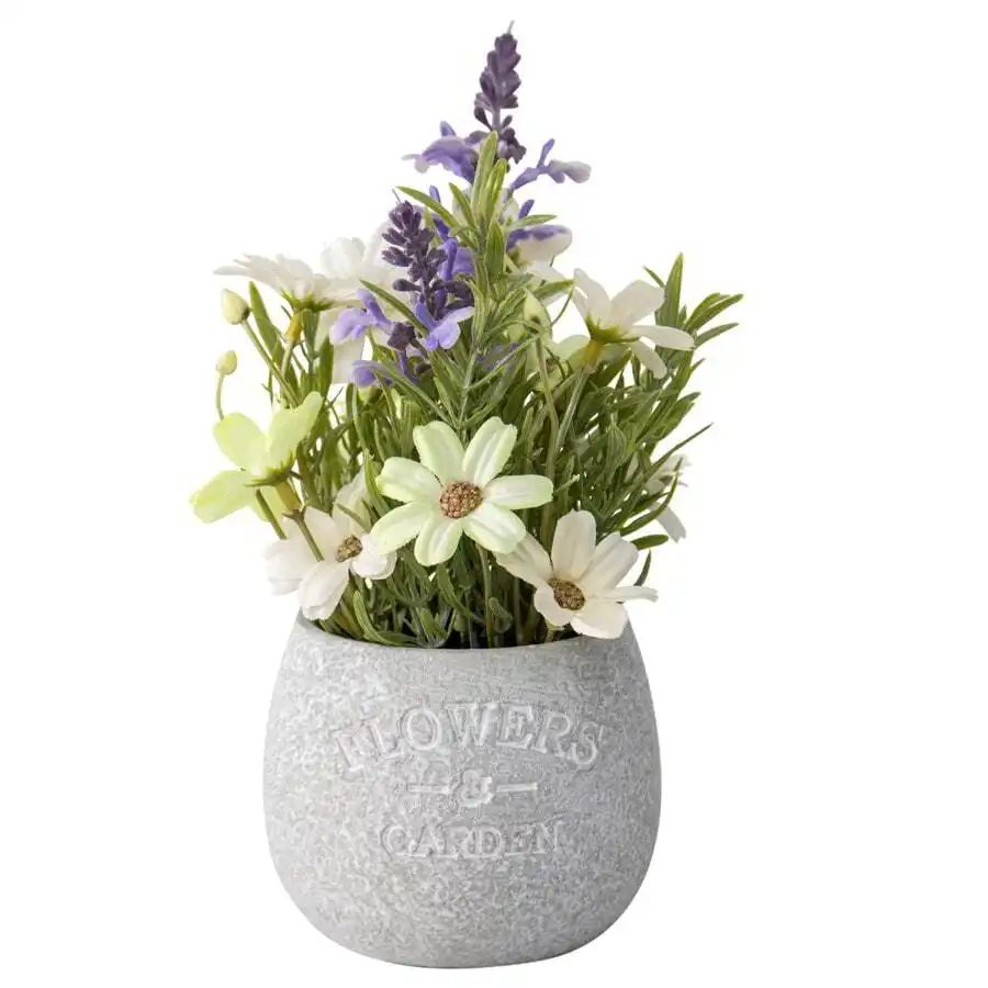 Artificial Lavender & Daisy Pot Plant