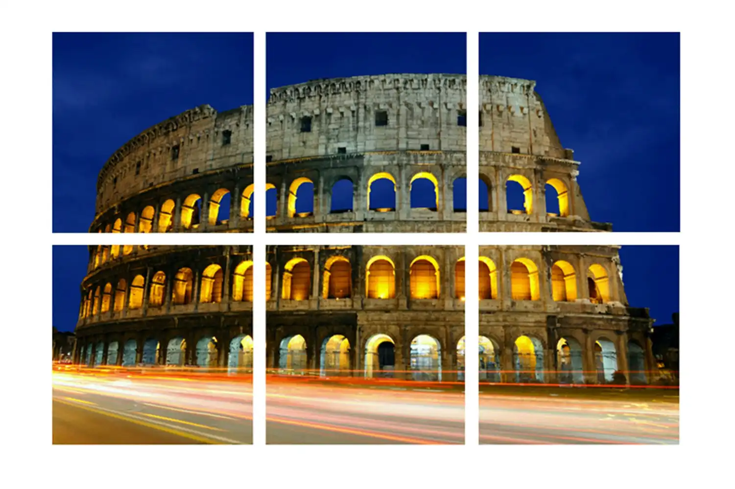 Willow & Silk Canvas Landscape 40cm Set of 6 'Colosseum at Night' Wall Art