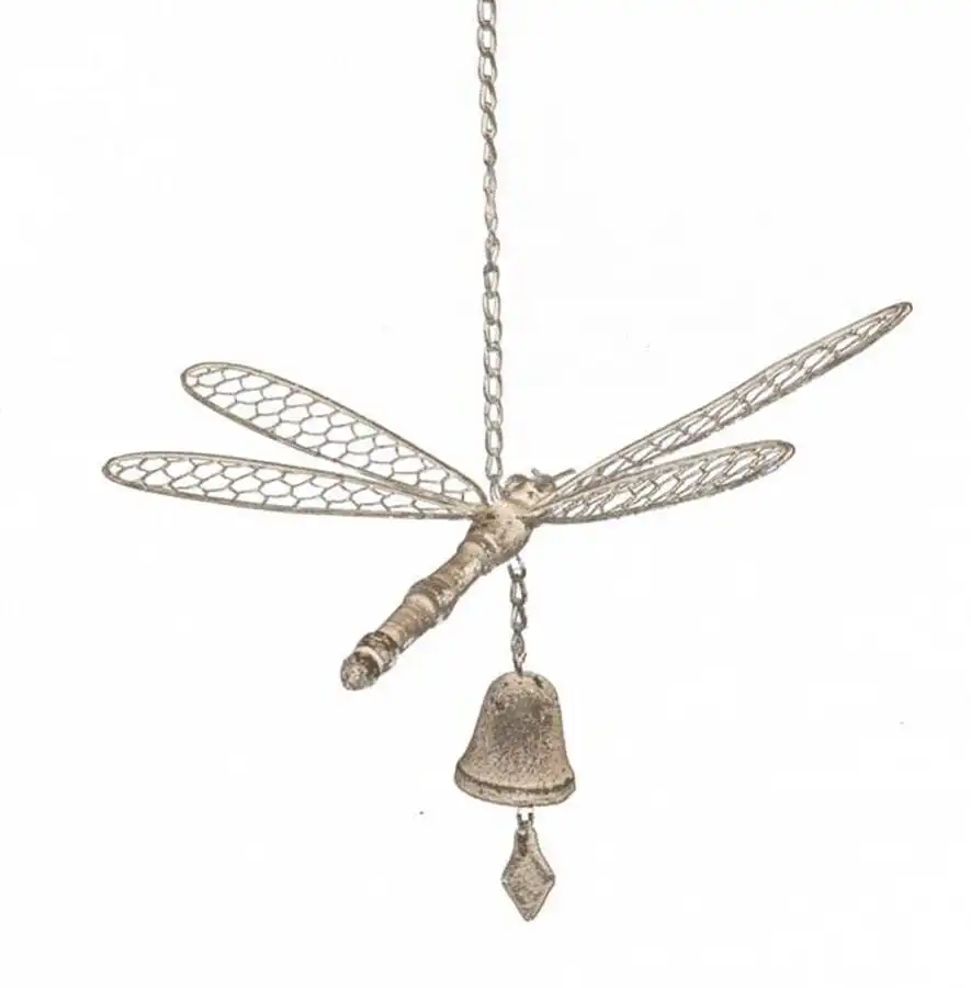 Large Metal Dragonfly Hanging Bell Decor