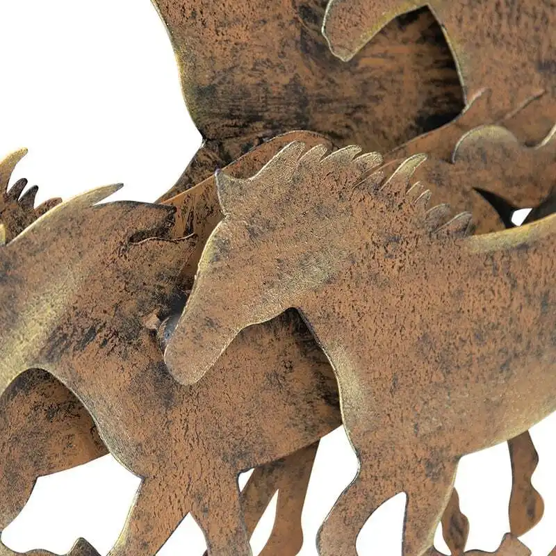 Willow & Silk Laser-Cut Rust Metal 3D Horses Wall Art