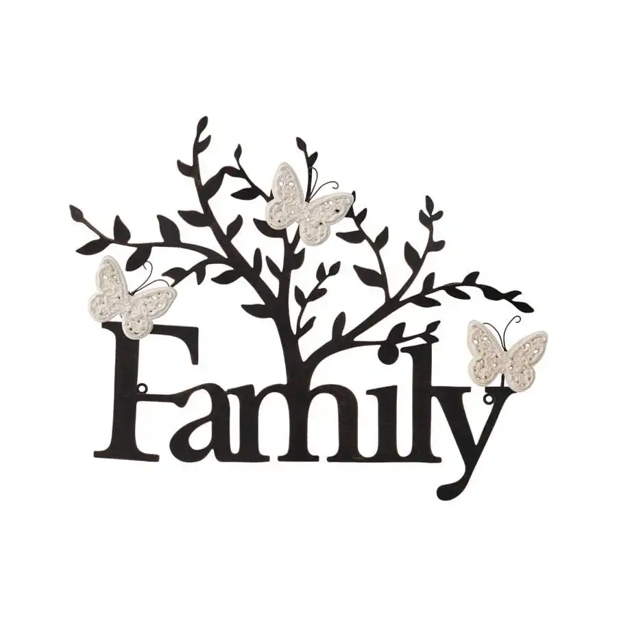 'Family Tree of Life & Butterflies' Sign Wall Art